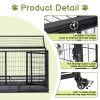 42 Inch Heavy Duty Dog Crate, Metal Dog Cage Dog Kennel for Medium to Large Dogs with Double Doors, Lockable Wheels and Removable Trays for Indoor & O