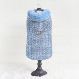 Chantel Tweed Dog Coat (Color Option: Blue, size: M)