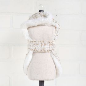 Chantel Tweed Dog Coat (Color Option: Cream, size: M)