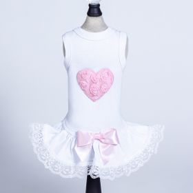 Lacey Puff Heart Dog Dress (Color Option: Pink, size: XS)