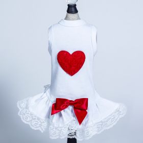 Lacey Puff Heart Dog Dress (Color Option: Red, size: XXS)