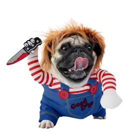 Pet Deadly Doll Costume Chucky Dog Cosplay Halloween Christmas Party Clothes for Dogs (size: S)