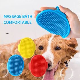 New Soft Rubber Dog Brush Comb Cat Bath Brush Rubber Glove Hair Fur Grooming Massage Brush for Dog Cats 12.3*9.7cm Dog Supplies (Color: Yellow)