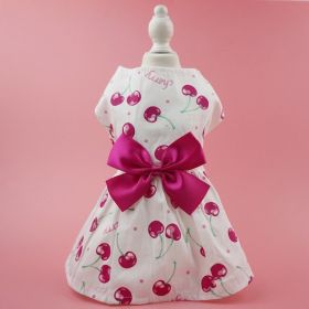 Summer Dog Dress; Pet Clothes With Bow Floral Pattern; Dog Skirt For Small & Medium Dogs (Color: Dark Pink, size: L)