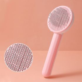 1pc Pet Grooming Brush Hair Removal Comb With Stainless Steel Teeth; Dematting Brush For Dogs & Cats (Color: Pink)