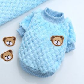 New Winter Pet Clothes; Cute Fleece Puppy Dress Warm Cat Coat; Pet Apparel; For Small & Medium Dogs (Color: Sky Blue, size: M)