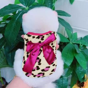 Winter Warm Pet Clothing For Small Dogs Soft Coral Vest Puppy Coat Leopard Print Dogs Costume (Color: Dark Pink, size: S)