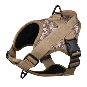 Dog Harness; large dog training tactical chest strap; K9 pet chest strap; vest type reflective dog rope; explosion-proof impulse traction (Specification (L * W): M, colour: yellow)